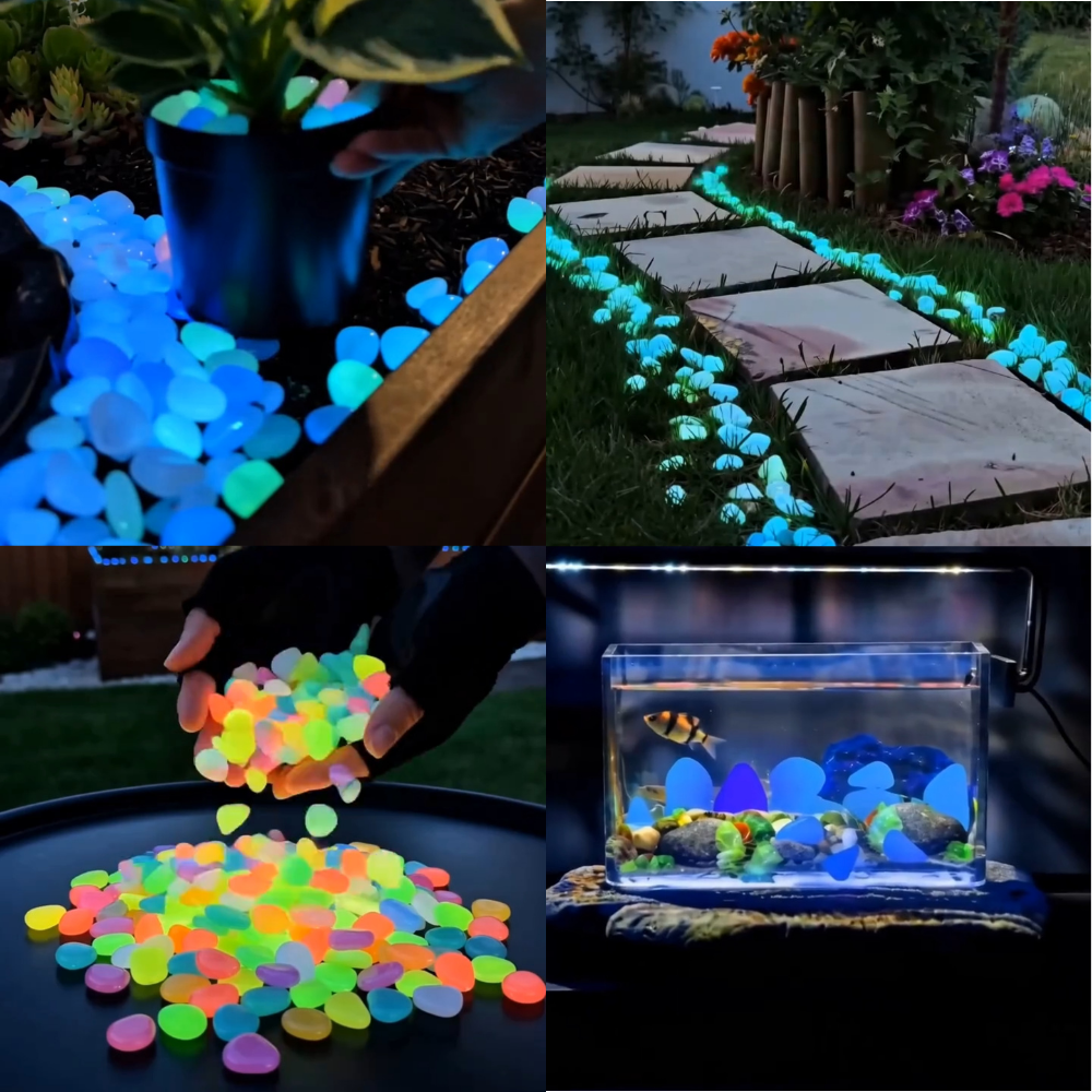 Glow-in-the-Dark Garden Pebbles – Solar-Charged Resin, 10-Hour Glow, Garden & Aquarium Safe