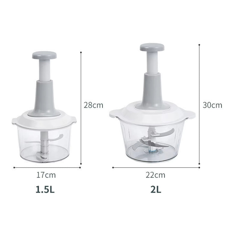 Manual Food Chopper – Stainless Steel Blades, Pull-Lever & 700/1500/2000ml