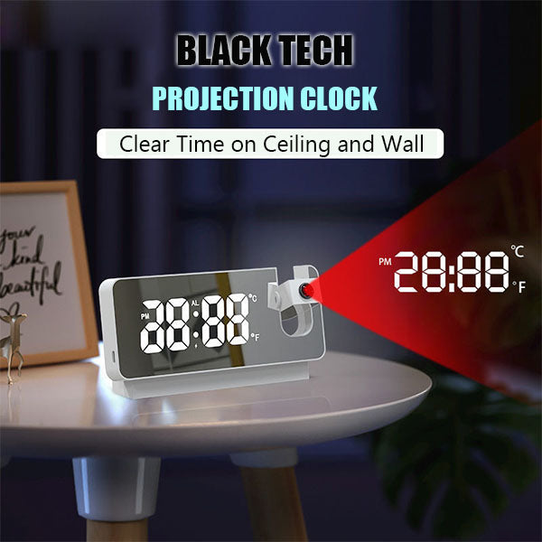 LED Projection Alarm Clock – 180° Ceiling Display, 18cm LED, Dual Alarm & USB Charging