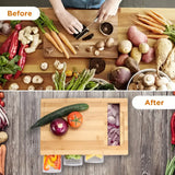 Bamboo Cutting Board with Storage Trays & Graters | Multifunctional Kitchen Prep Station