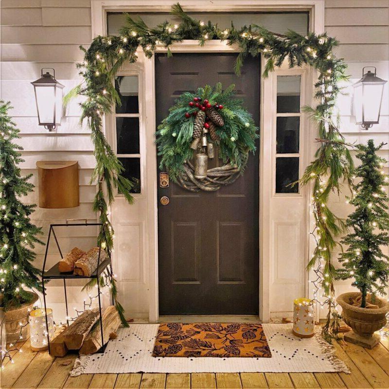 Boho Farmhouse Christmas Wreath - Rustic Holiday Decor for a Cozy Home