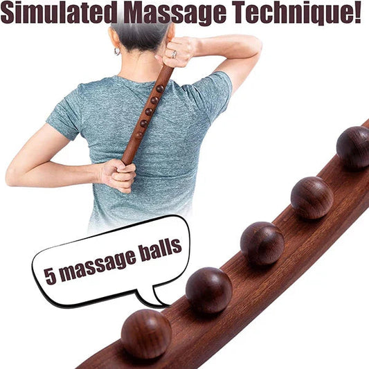 Wooden Massage Roller Stick – Beech Wood, 5 Massage Balls & Lymphatic Drainage