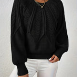 Ladies Cable Knit Sweater with Lantern Sleeves – Sanna - 5