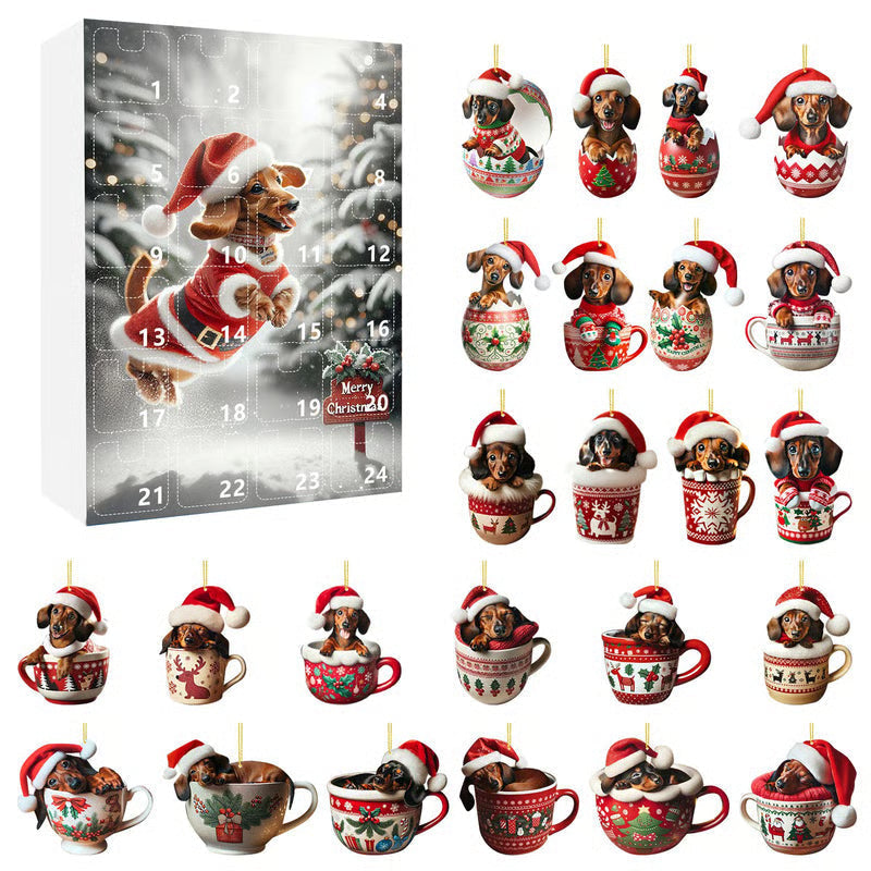 Dachshund Advent Calendar – 24 Acrylic Pendants & Christmas Ornaments