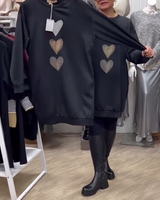 Enhanced Product Title: Francine™ Women's Long Sleeve Heart Pattern Sweatshirt - Cozy & Stylish Pullover for Everyday Wear

This optimized title includes relevant keywords while maintaining clarity and appeal for potential customers.