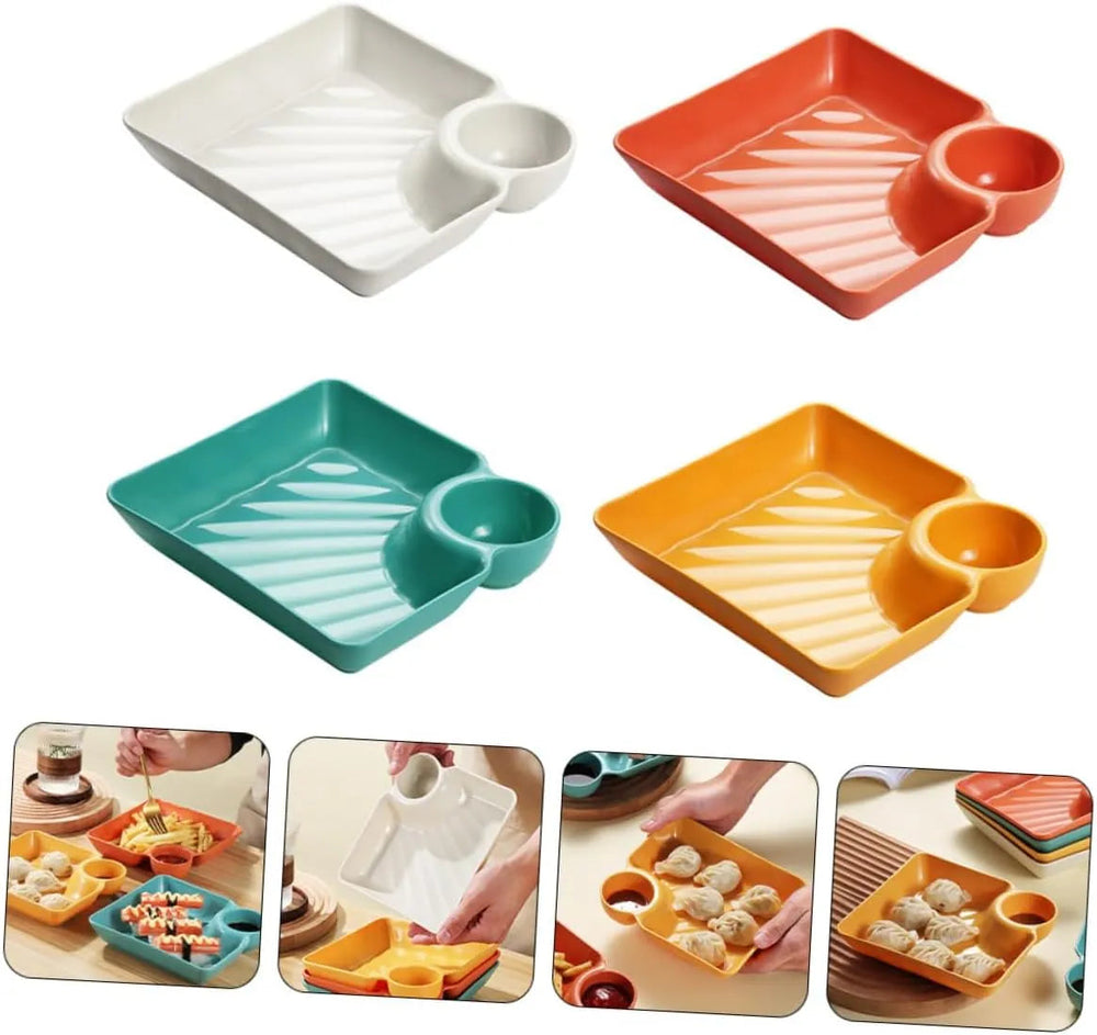 Enhanced Product Title: "Dip-Teller mit Integriertem Soßenfach – Perfekt für Sauberes Genießen ohne Kleckern" 

This title maintains the original product's key features while adding keywords that improve searchability and appeal.