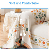 Chenille Sofa Throw – Reversible Geometric Fringe, Machine-Washable & 180×130–300cm