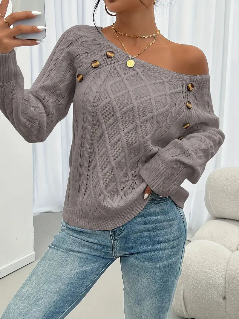Enhanced Product Title: "Lina Langärmeliger Pullover mit Zopfmuster – Lässiger Rundhals-Pullover für Damen, Bequeme Strickmode für Herbst/Winter" 

This title includes relevant keywords while providing more detail about the product, making it more appeali