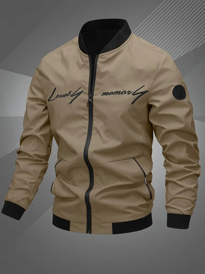 Finn Casual Men's Bomber Jacket with Embroidered Lettering - Stylish & Comfortable Outerwear