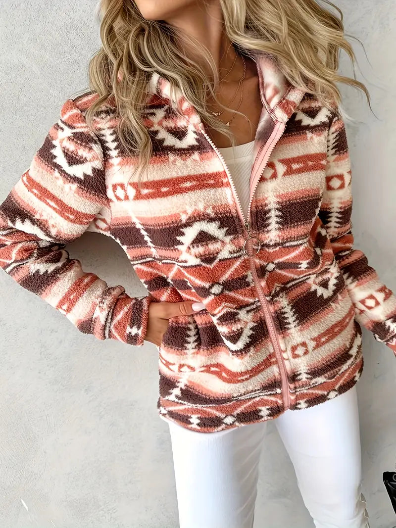 Ladies' Teddy Vest with Aztec Pattern- Nayeli
