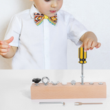 Holz Schraubbrett für Kinder – 8 verschiedene Befestiger für kreatives Lernen und Spiel