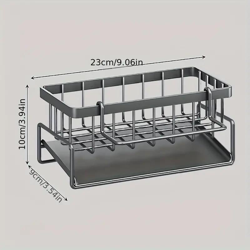 Kitchen Sink Organizer – Stainless Steel, Drip Tray & Towel Bar, 23×9×10 cm