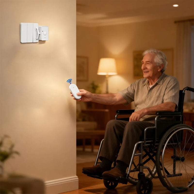 Wireless Remote Light Switch – 433MHz 1.5km Range, USB Rechargeable & Adhesive Mount