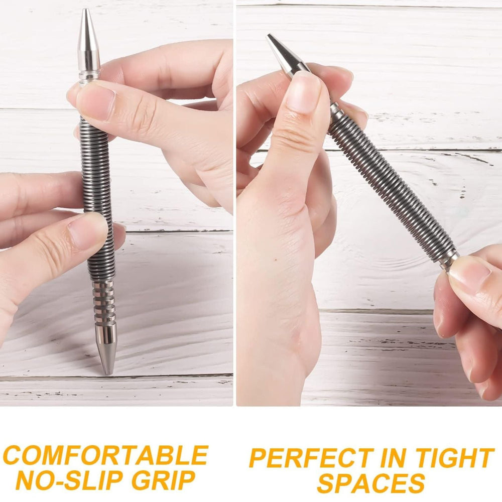 Spring-Loaded Nail Setter – Steel Build, Two Interchangeable Tips & Compact Design
