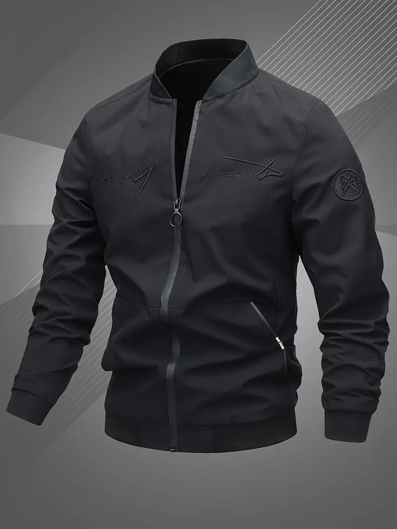 Finn Casual Men's Bomber Jacket with Embroidered Lettering - Stylish & Comfortable Outerwear