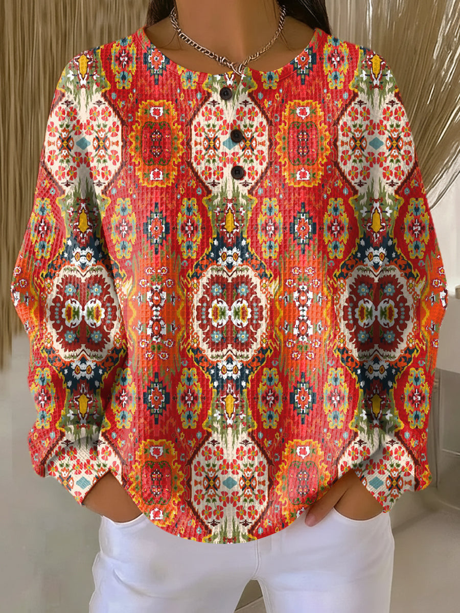 Enhanced Product Title: "Selma Ethnic Floral Pattern Pullover - Stylish Women's Sweater for Casual Wear" 

This optimized title includes relevant keywords while maintaining clarity and appeal for potential customers.