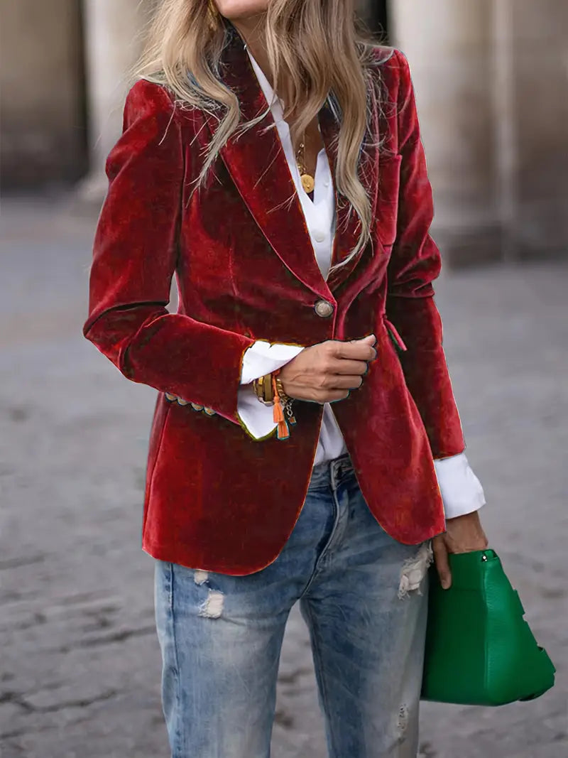 Enhanced Product Title: Julissa™ Elegant Velvet Blazer for Women - Stylish & Sophisticated Outerwear

This optimized title includes relevant keywords while maintaining clarity and appeal for potential buyers.