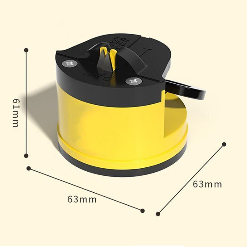 Manual Knife Sharpener – Tungsten Steel Blades, Suction Cup Base & Compact 6.3×6.1cm