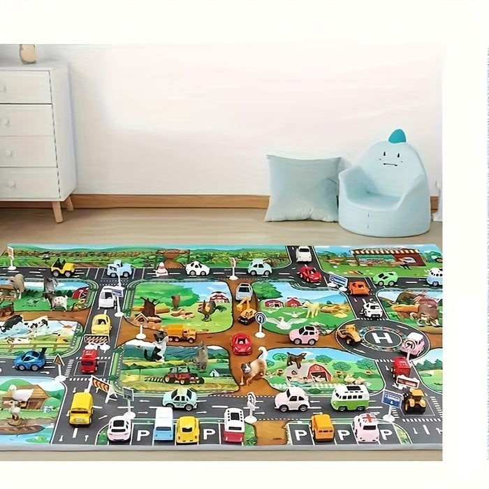 DuoPlay – Kids Play Rug with Farm & Traffic Theme
