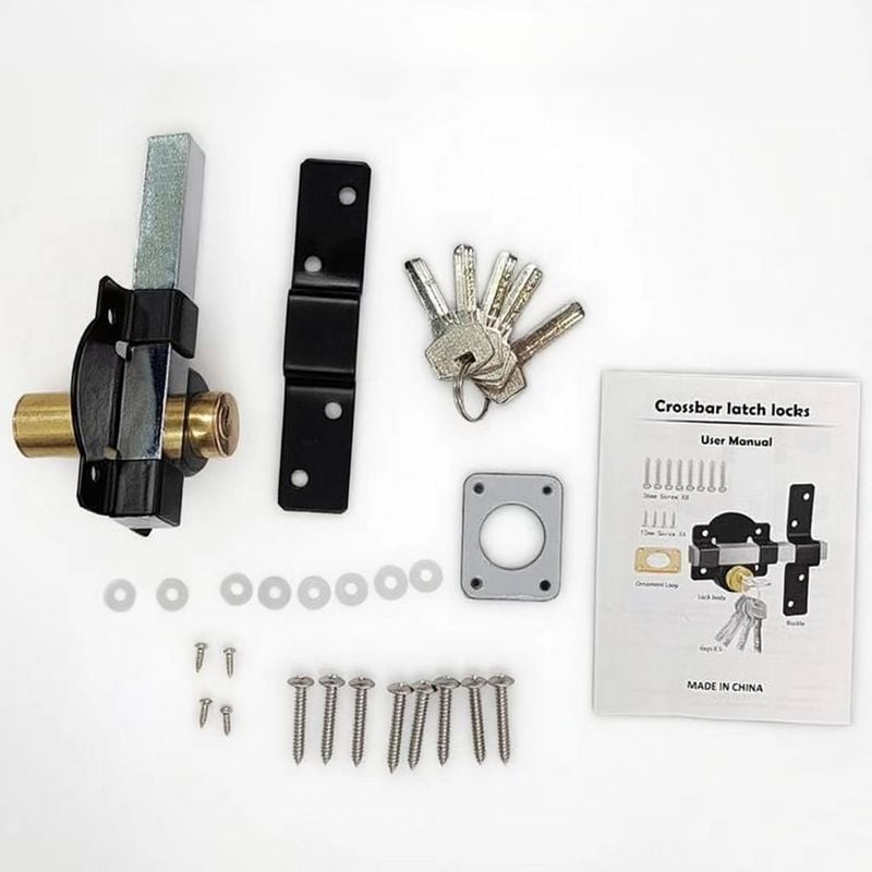 Garden Gate Bolt Lock with Key – Rustproof Iron & Weatherproof Spring Latch