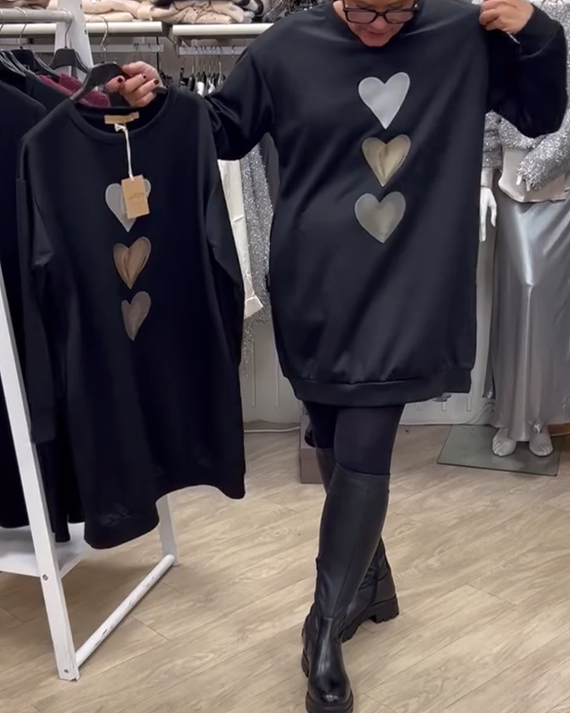 Enhanced Product Title: Francine™ Women's Long Sleeve Heart Pattern Sweatshirt - Cozy & Stylish Pullover for Everyday Wear

This optimized title includes relevant keywords while maintaining clarity and appeal for potential customers.