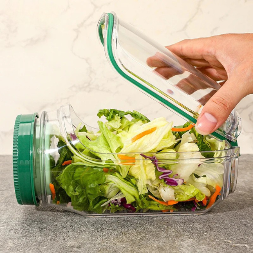 Layered Salad Container – Leak-Proof Dressing Cup, 1.1L, BPA-Free Tritan