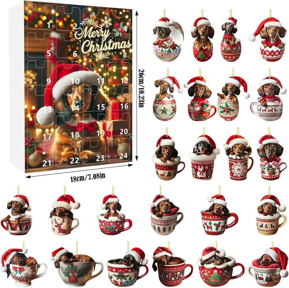 Dachshund Advent Calendar – 24 Acrylic Pendants & Christmas Ornaments
