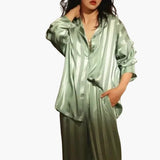 Women's Satin Pajama Set – Long Sleeve, Shirt & Pants