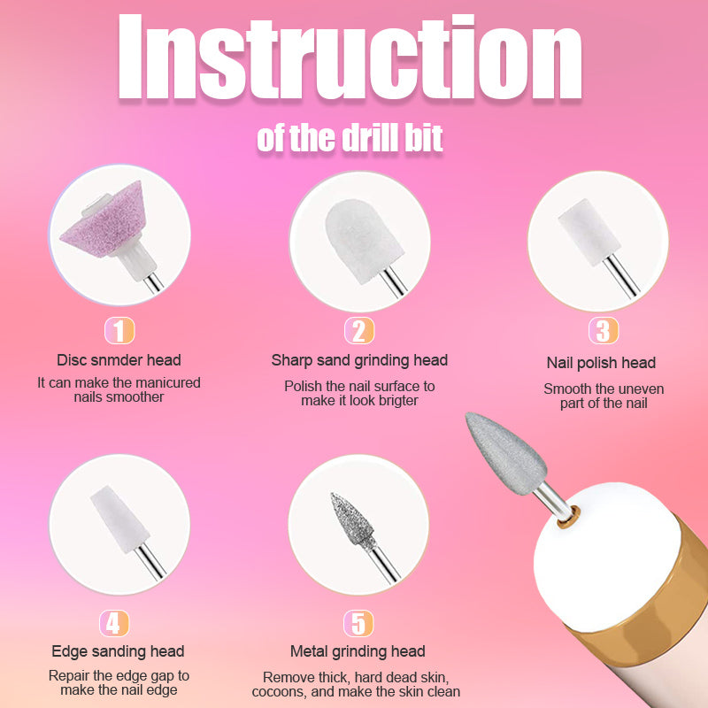 5-in-1 Electric Nail Polisher - Portable Manicure Tool with LED Light for Professional Results