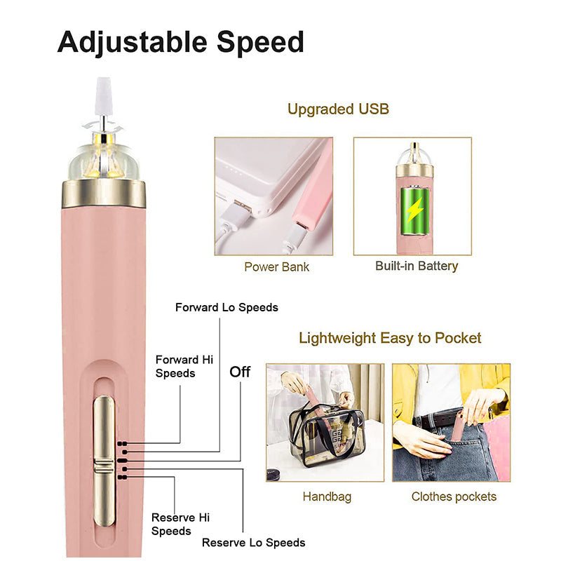 5-in-1 Electric Nail Polisher - Portable Manicure Tool with LED Light for Professional Results
