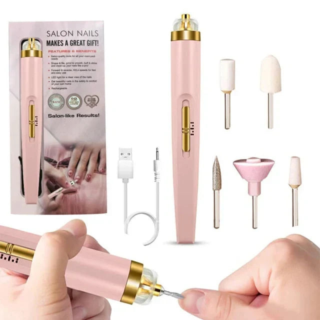 5-in-1 Electric Nail Polisher - Portable Manicure Tool with LED Light for Professional Results