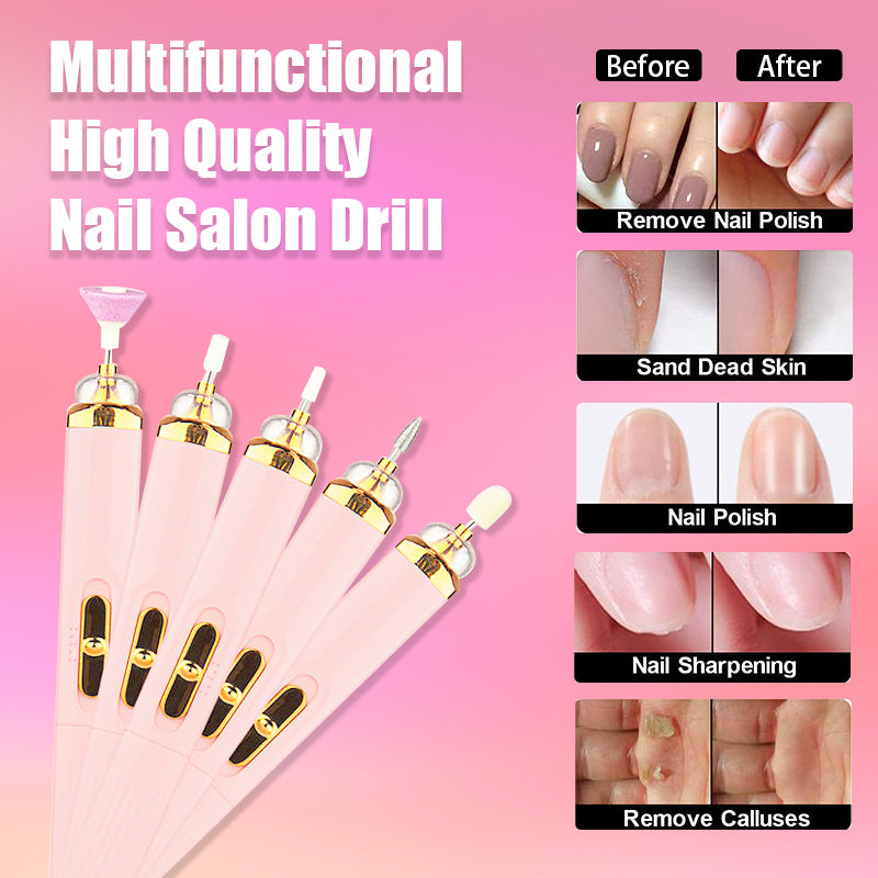5-in-1 Electric Nail Polisher - Portable Manicure Tool with LED Light for Professional Results
