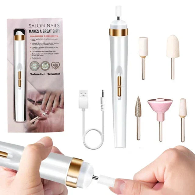 5-in-1 Electric Nail Polisher - Portable Manicure Tool with LED Light for Professional Results