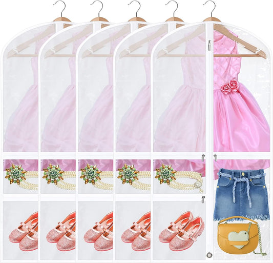 5-Pack Foldable Dance Garment Bags with Zippered Accessory Pockets – Perfect for Costumes and Dance Gear Storage
