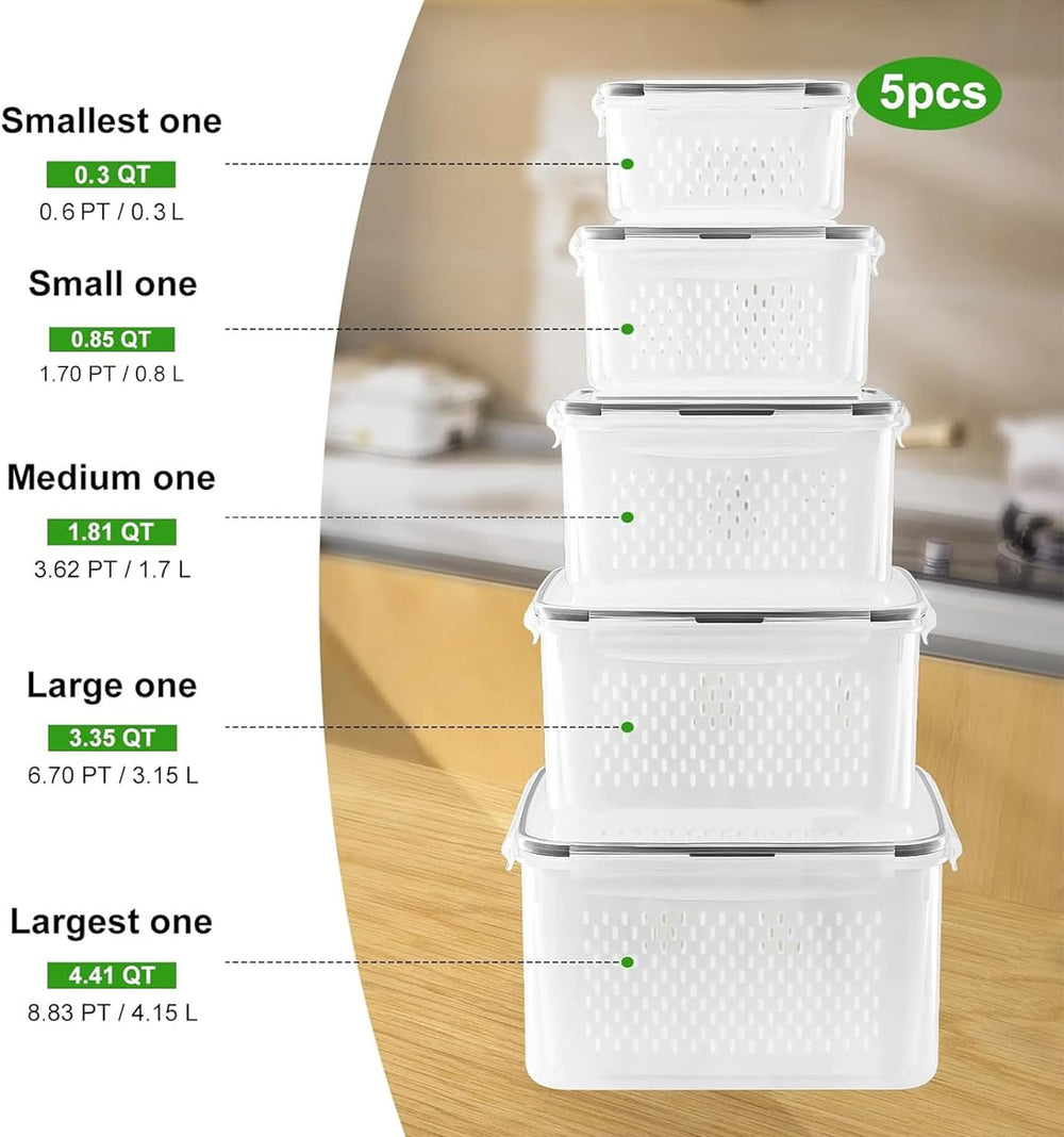 5-Piece Large Food Storage Set - FreshKeeper | Airtight Containers for Maximum Freshness | BPA-Free & Stackable Design