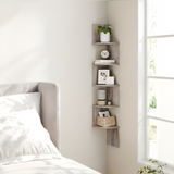 5-Tier Corner Wall Shelf – Rustic Wood, Zigzag Design & 126cm Tall