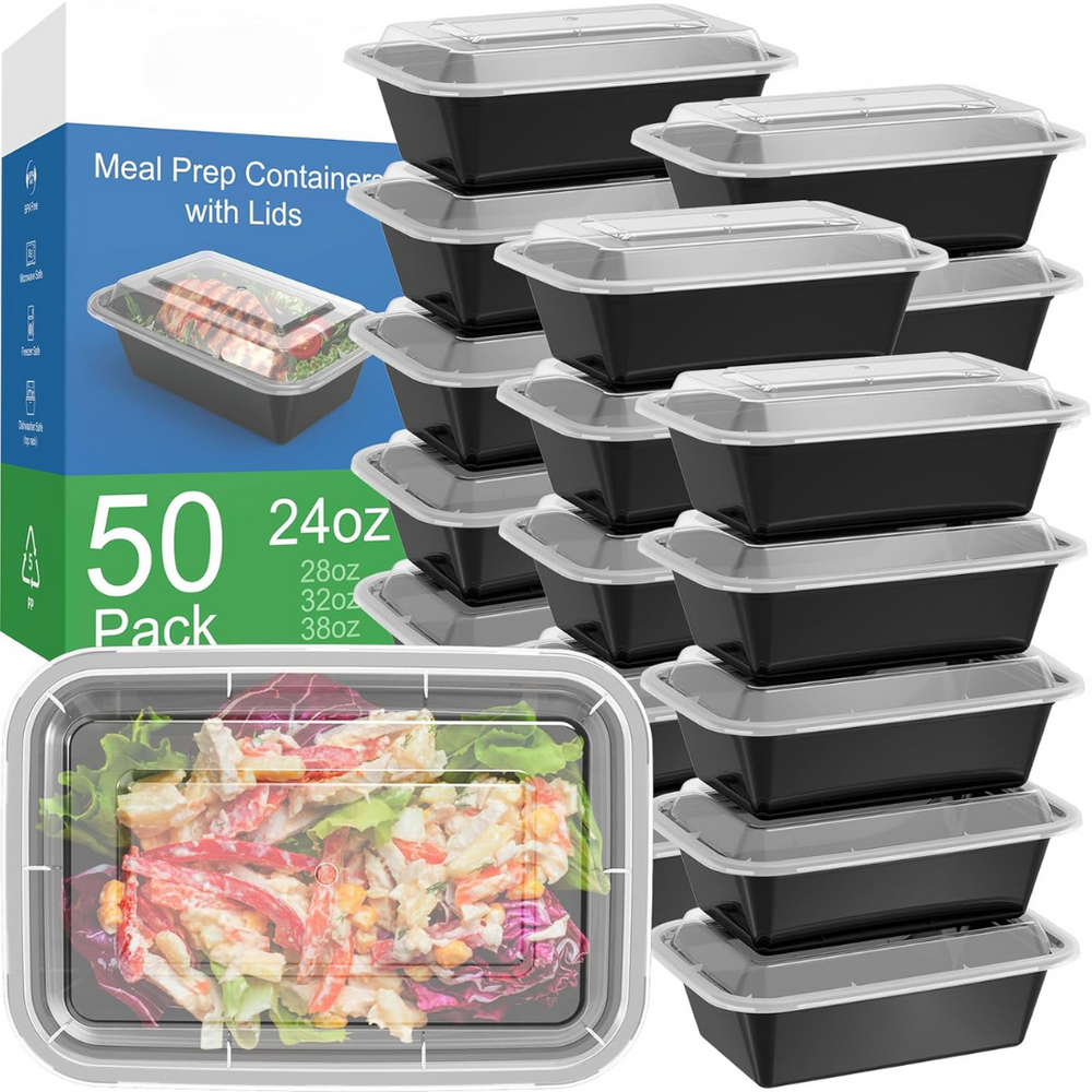 SealMate 50-Piece Meal Prep Containers with Lids - BPA-Free, Microwave & Dishwasher Safe, Perfect for Meal Storage & Portion Control