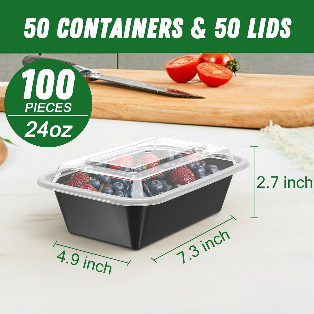 SealMate 50-Piece Meal Prep Containers with Lids - BPA-Free, Microwave & Dishwasher Safe, Perfect for Meal Storage & Portion Control