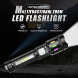 LED Flashlight – Rechargeable USB-C, Zoom Beam up to 600m & IPX4 Waterproof