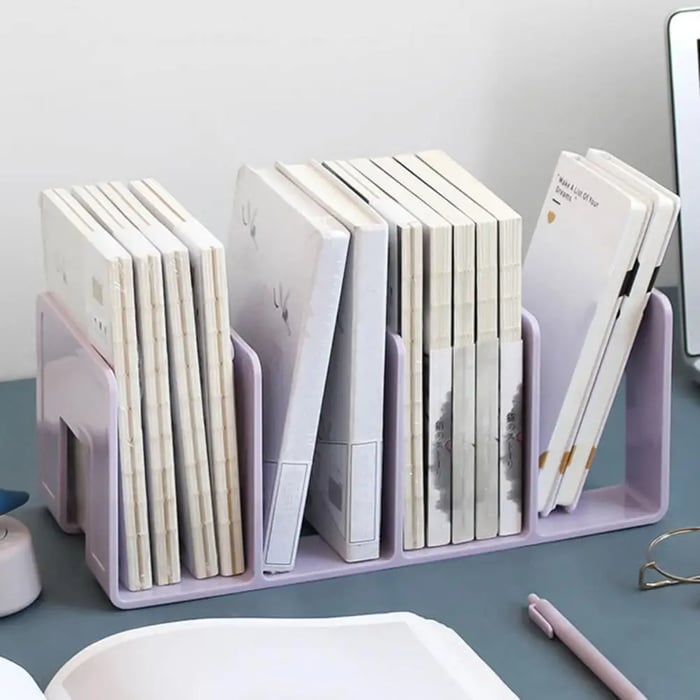 4-Compartment Desk Organizer – Book & File Sorter, Vertical or Horizontal & 4 Colors