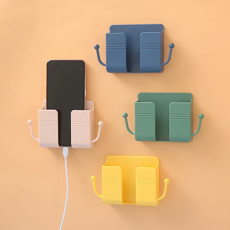 Wall-Mount Phone Charging Holder – Self-Adhesive, Cable Slot & 4 Colors