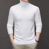 Men's Classic Knit Turtleneck Sweater with Ribbed Neck and Hem