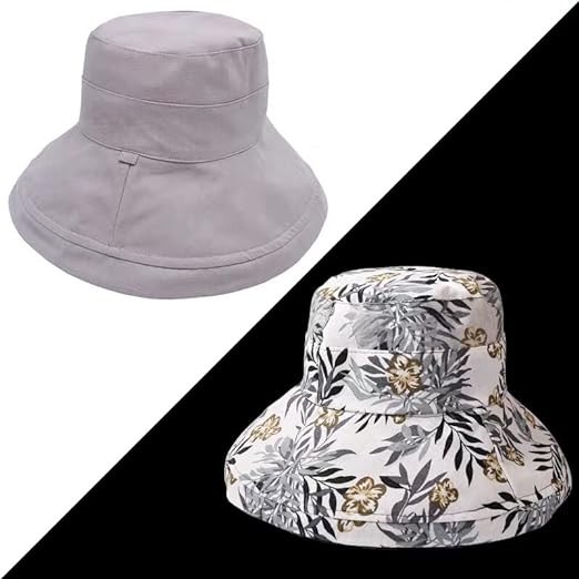 Women's Wide-Brim Sun Hat – Reversible, Cotton Linen & UV Protection