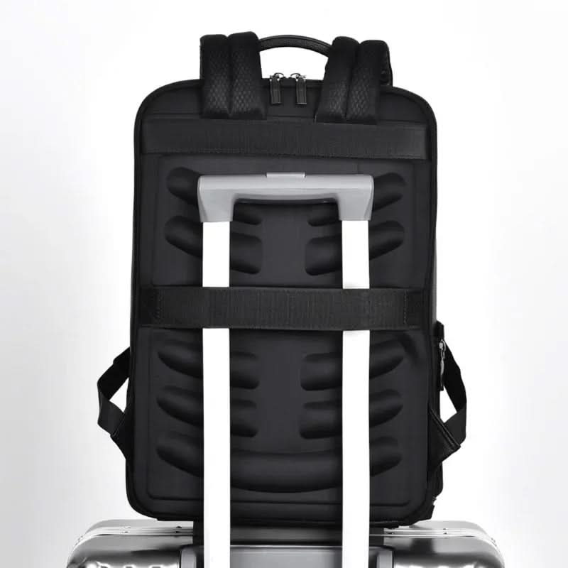 Men's Leather Laptop Backpack – USB Charging Port, 15.6-Inch Sleeve & PU Leather