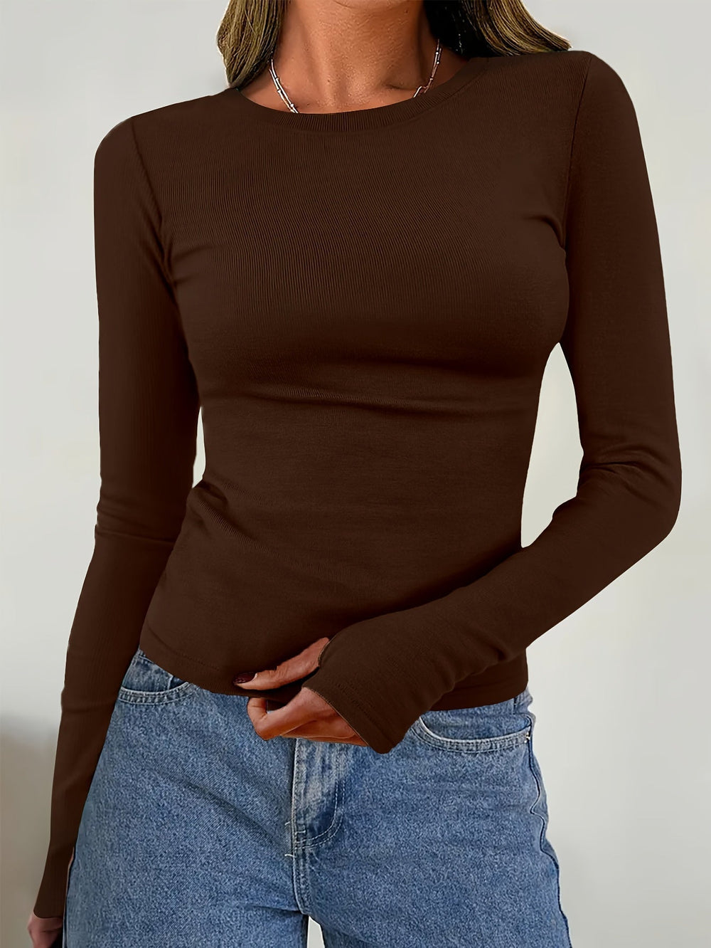 Ladies' Long Sleeve Top with Round Neck for Autumn & Winter - Vivienne - 11