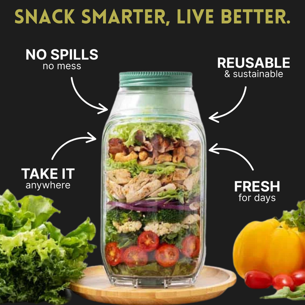 Layered Salad Container – Leak-Proof Dressing Cup, 1.1L, BPA-Free Tritan