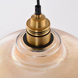 Ribbed Glass Pendant Light – Brass Finish, 30 cm Shade, E27 for Kitchen & Dining