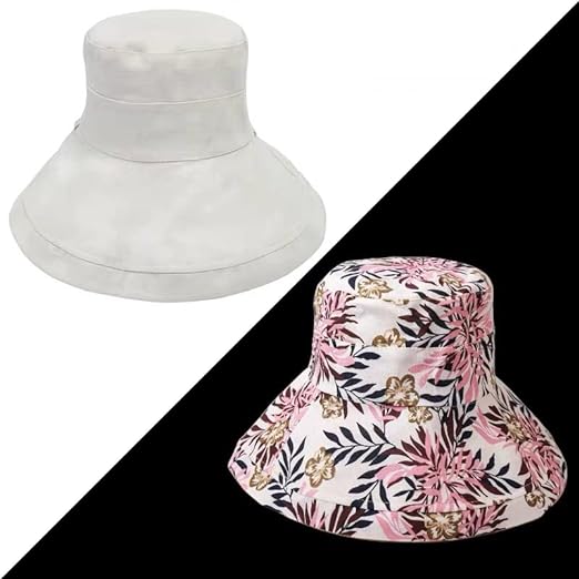Women's Wide-Brim Sun Hat – Reversible, Cotton Linen & UV Protection