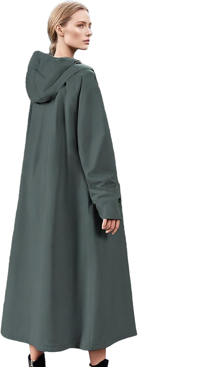 Veridra Long Waterproof Raincoat for Women - Stylish & Durable Weather Protection
