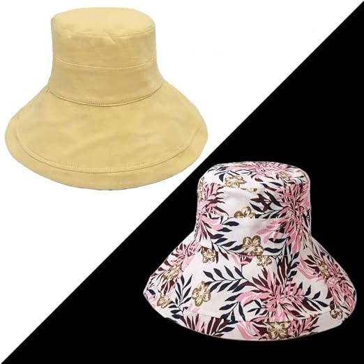 Women's Wide-Brim Sun Hat – Reversible, Cotton Linen & UV Protection